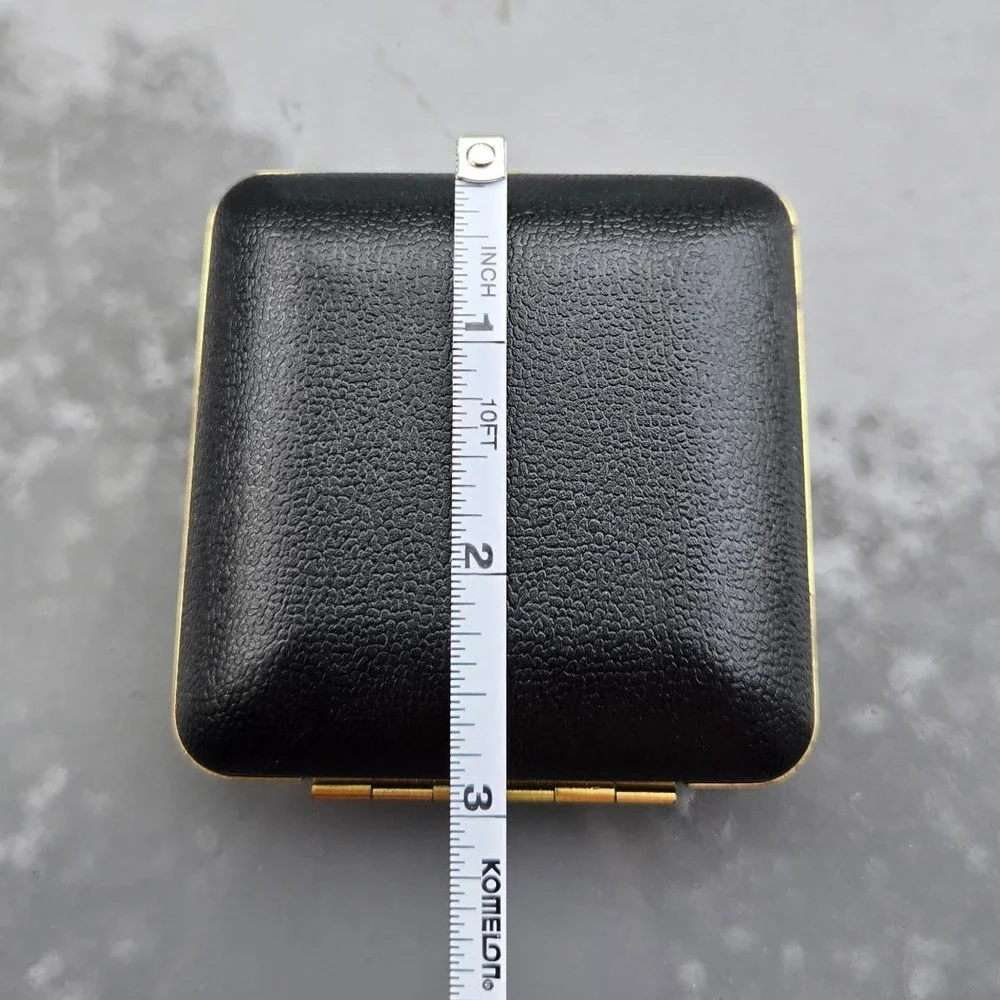 Vintage Bulova Travel Alarm Clock Black Leatherette Gold Tone Case Korea